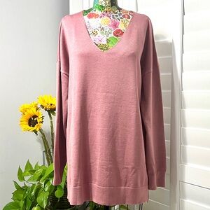 Women's V-Neck, Long Sleeve, Side Split, Casual Knit Pullover Sweater